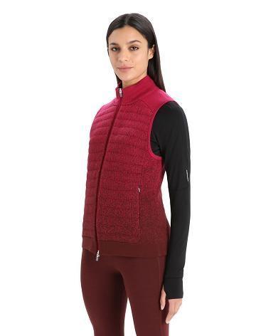 Dámské Bundy Icebreaker ZoneKnit™ Merino Insulated Vest Into the Deep Růžové | CZ 1290MQZA